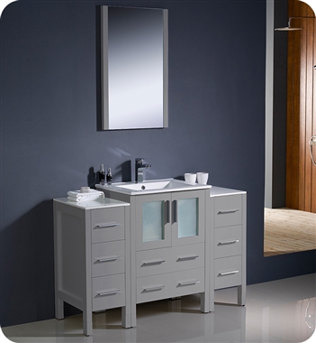 Fresca Torino 48" Grey Modern Bathroom Vanity with 2 Side Cabinets and Integrated Sink