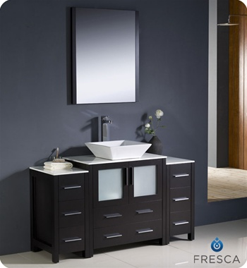 Fresca Torino 54" Espresso Modern Bathroom Vanity with 2 Side Cabinets & Vessel Sink