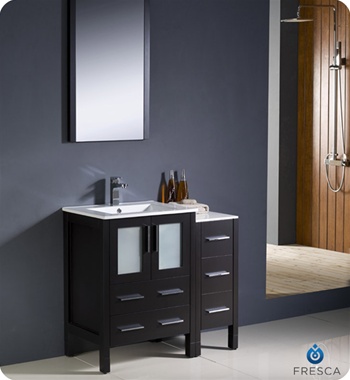 Fresca Torino 36" Espresso Modern Bathroom Vanity w/ Side Cabinet & Integrated Sink