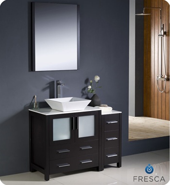 Fresca Torino 42" Espresso Modern Bathroom Vanity w/ Side Cabinet & Vessel Sink