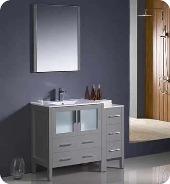 Fresca Torino 42" Grey Modern Bathroom Vanity with Side Cabinet and Integrated Sink