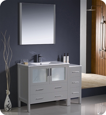 Fresca Torino 48" Grey Bathroom Vanity with Side Cabinet and Integrated Sink