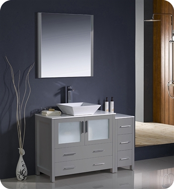 Fresca Torino 48" Grey Modern Bathroom Vanity with Side Cabinet and Vessel Sink