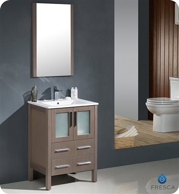 Fresca Torino 24" Gray Oak Modern Bathroom Vanity with Integrated Sink