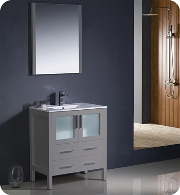 Fresca Torino 30" Grey Modern Bathroom Vanity with Integrated Sink