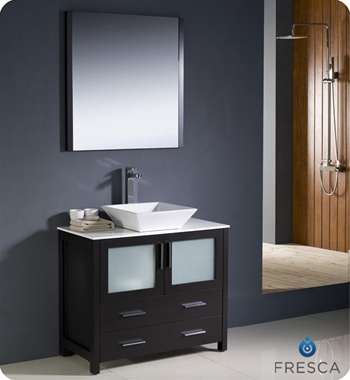 Fresca Torino 36" Espresso Modern Bathroom Vanity w/ Vessel Sink