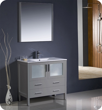 Fresca Torino 36" Grey Modern Bathroom Vanity with Integrated Sink