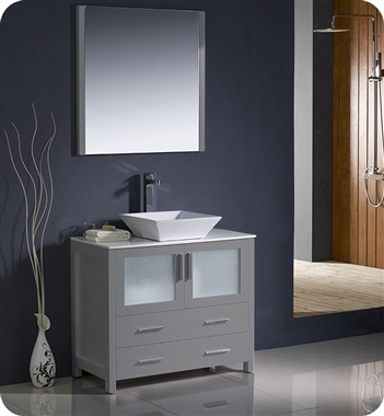 Fresca Torino 36" Grey Brown Modern Bathroom Vanity with Vessel Sink