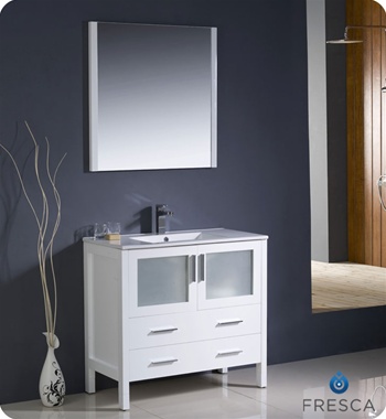 Fresca Torino 36" White Modern Bathroom Vanity w/ Integrated Sink