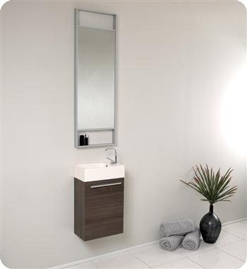 Fresca - Pulito - (Gray Oak) Small Bathroom Vanity w/ Tall Mirror - FVN8002GO