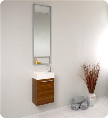 Fresca - Pulito - (Teak) Small Bathroom Vanity w/ Tall Mirror - FVN8002TK