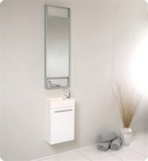 Fresca - Pulito - (White) Small Bathroom Vanity w/ Tall Mirror - FVN8002WH