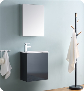 Fresca Valencia 20" Dark Slate Gray Wall Hung Modern Bathroom Vanity with Medicine Cabinet