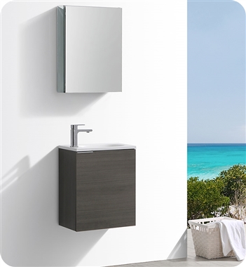 Fresca Valencia 20" Gray Oak Wall Hung Modern Bathroom Vanity with Medicine Cabinet