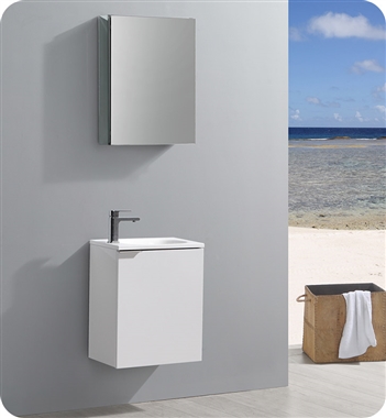 Fresca Valencia 20" Glossy White Wall Hung Modern Bathroom Vanity  with Medicine Cabinet