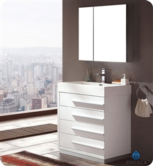 Fresca Livello 30" White Modern Bathroom Vanity w/ Medicine Cabinet