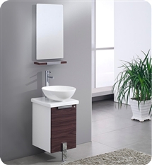 Fresca Adour 16" Dark Walnut Modern Bathroom Vanity w/ Mirror