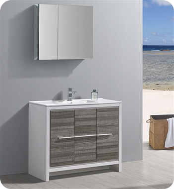 Fresca Allier Rio 40" Ash Gray Modern Bathroom Vanity with Medicine Cabinet