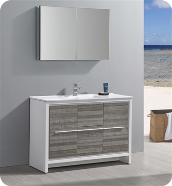 Fresca Allier Rio 48" Ash Gray Single Sink Modern Bathroom Vanity with Medicine Cabinet