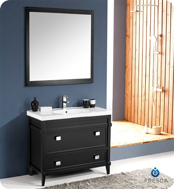 [DISCONTINUED]Fresca Blavet 40" Black Modern Bathroom Vanity w/ Mirror