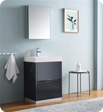 Fresca Valencia 24" Dark Slate Gray Free Standing Modern Bathroom Vanity with Medicine Cabinet