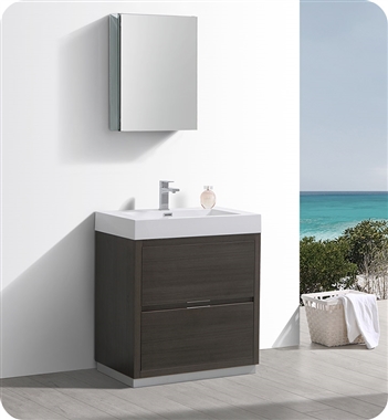 Fresca Valencia 30" Gray Oak Free Standing Modern Bathroom Vanity with Medicine Cabinet