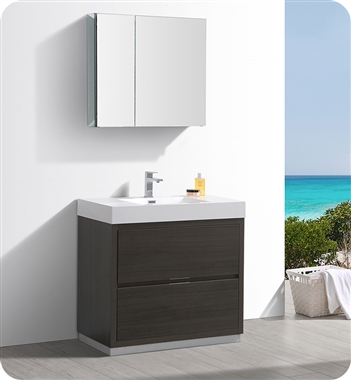 Fresca Valencia 36" Gray Oak Free Standing Modern Bathroom Vanity with Medicine Cabinet