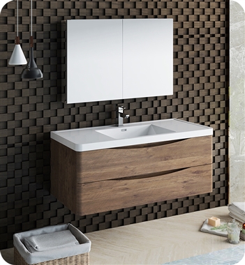 Fresca Tuscany 48" Rosewood Wall Hung Modern Bathroom Vanity with Medicine Cabinet