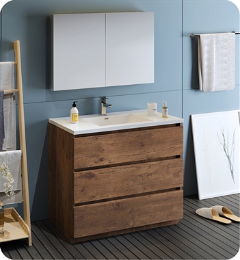 Fresca Lazzaro 42" Rosewood Free Standing Modern Bathroom Vanity with Medicine Cabinet