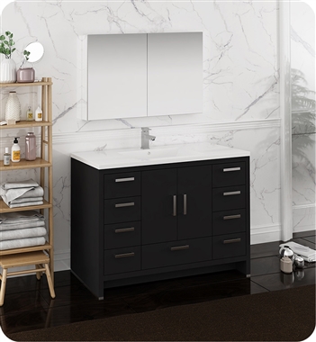 Fresca Imperia 48" Dark Gray Oak Free Standing Modern Bathroom Vanity with Medicine Cabinet