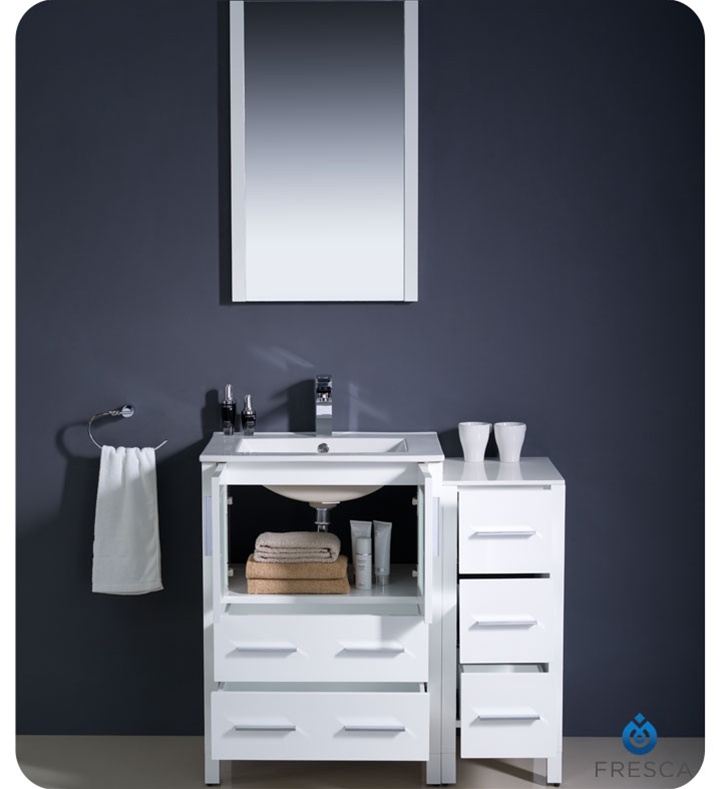 Fresca FST6260WH Torino Tall Bathroom Linen Side Cabinet in White - Faucets, Mosaic, Kitchen Supplies