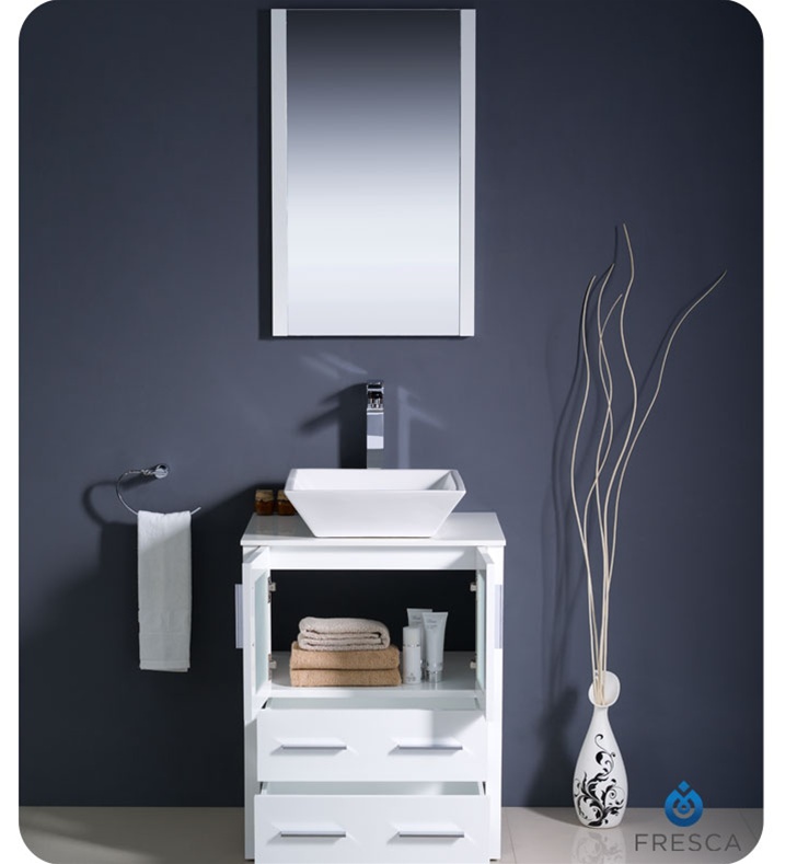 White vessel sink deals vanity