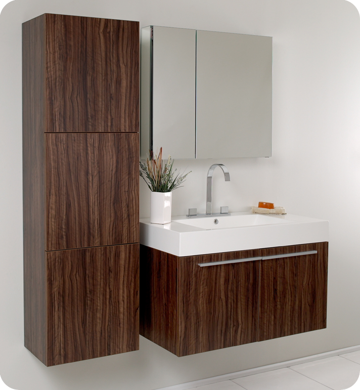 walnut bathroom mirror cabinet